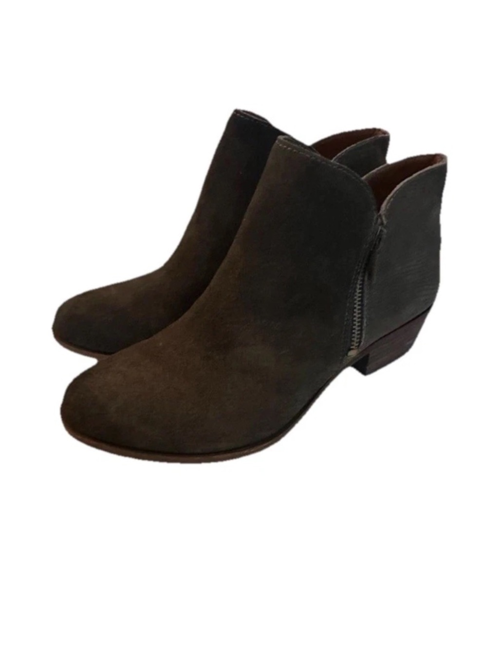 Lucky Brand Brown Ankle Boots with Low Heel and Side Zipper 8.5